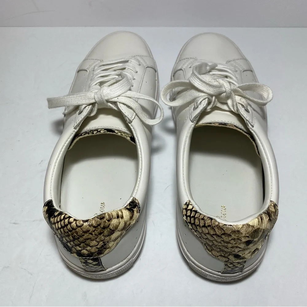J.Crew Saturday Withe Leather Snake-Print Detail Sneakers Women’s Size 10